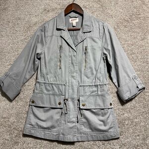 Arizona Woman’s Grey Zip Front Utility Jacket Size Medium